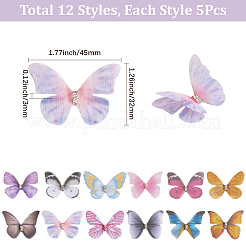 60 шт. 12 стиля 3D марлевые бабочки украшения аксессуары&nbsp;FIND-SP0020-64B