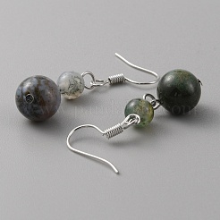 Круглые серьги с подвесками из натурального агата EJEW-WH0001-11J