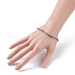 Bracciale elasticizzato con perline di turchese africano naturale (diaspro) da 3 mm per donna&nbsp;BJEW-JB07284-05
