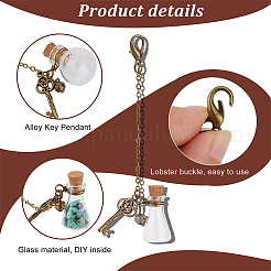 Украшение подвески из стеклянной бутылки и ключа из сплава HJEW-PH01930