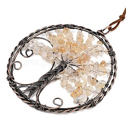 Подвесные украшения из латуни и натурального желтого кварца HJEW-Z007-05R-08