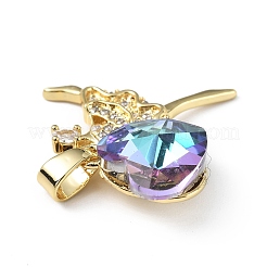 Colgantes de circonio cúbico transparente micro pavé de latón chapado en oro real de 18k&nbsp;KK-C015-15G-11