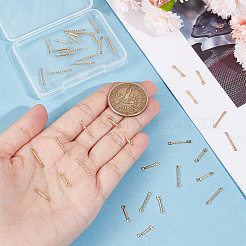 60個 2スタイル 201ステンレススチールコネクタチャーム  バーリンク  ゴールドカラー  12~15x1~1.3x1~1.3mm  穴：0.9~1.2mm  30個/スタイル&nbsp;STAS-UN0052-42