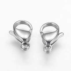変色しにくい304ステンレススチール製のロブスタークロウ留め金  ステンレス鋼色  15x9x4mm  穴：2mm&nbsp;STAS-F125-15x9mm-P