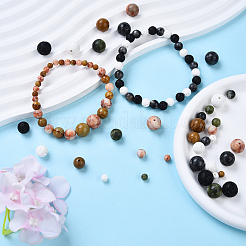 Наборы круглых бусин из натурального красного сетчатого камня&nbsp;G-YW0002-20