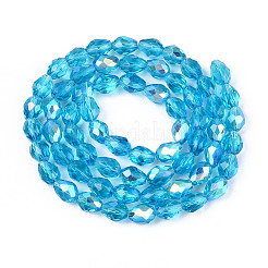 Прозрачные стеклянные бусины гальваническим пряди&nbsp;EGLA-N023-6x8mm-A07