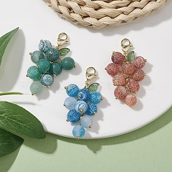 Подвески из натурального и окрашенного агата с кракле и бусинами&nbsp;HJEW-TA00157