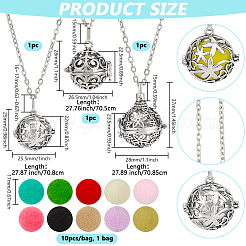 3 шт. 3 стиля сплав полая клетка диффузор подвеска кабель цепь ожерелья&nbsp;NJEW-PH0001-46P