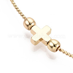 Регулируемые браслеты-слайдеры из латунных бусин для женщин BJEW-T022-25G