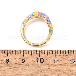 Offene Manschettenringe aus Messing und Emaille für Damen&nbsp;RJEW-A098-01G-05