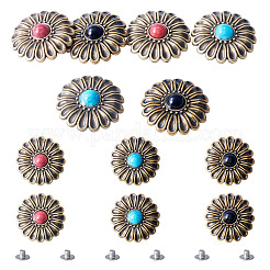 6шт 3-х цветный сплав хризантемы с декоративными заклепками из смолы BUTT-TA0001-30