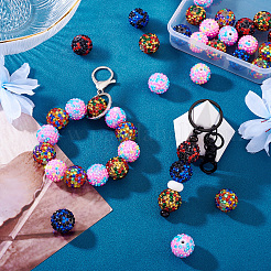 24шт 6 цвета смоляные бусины со стразами RESI-TA0003-98