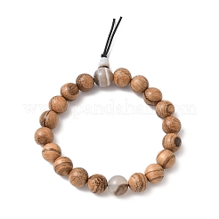 2 комплект из 2 браслетов из натурального полосатого агата и дерева с круглыми бусинами для мужчин и женщин BJEW-JB12347
