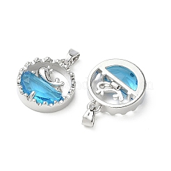 Ciondoli in ottone con micro pavé di zirconi cubici color blu cielo intenso&nbsp;KK-A299-02P