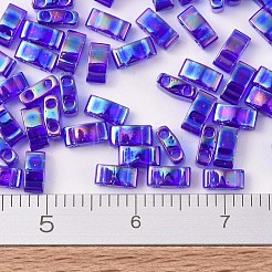 MIYUKIハーフティラビーズ  日本製シードビーズ  2の穴  （htl177)透明コバルトab  5x2.3x1.9mm  穴：0.8mm  約250PCS /ボトル  10 G /ボトル&nbsp;SEED-JP0008-HTL0177