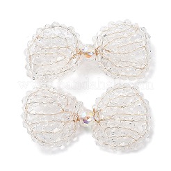 Cabochons à nœud papillon en perles de verre enveloppés de fil de cuivre&nbsp;FIND-G058-04G