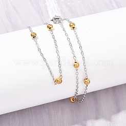 Женские ожерелья-цепочки с круглыми бусинами из нержавеющей стали 304 диаметром 3 мм NJEW-G177-03A-GP