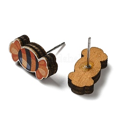 Ohrstecker aus Holz&nbsp;EJEW-Z054-02C