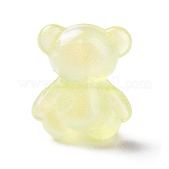 蓄光アクリルビーズ  キラキラビーズ  暗闇で光る  クマ  きいろ  17.5x15x10.5mm  穴：3mm  約370個/500g&nbsp;OACR-E010-24C