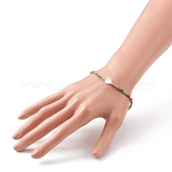 Bracelets extensibles en perles de verre rondelles à facettes&nbsp;BJEW-JB05793-03