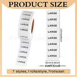 7 рулон 7 видов пластиковых наклеек с размерами одежды&nbsp;AJEW-MA0001-32