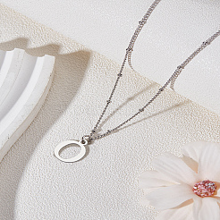 Collier avec pendentif lettre en acier inoxydable 304 et chaîne en laiton 1 pièce&nbsp;NJEW-LP0001-35O-P