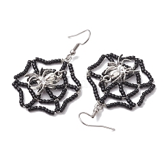 Серьги с подвесками из бисера ручной работы EJEW-MZ00142