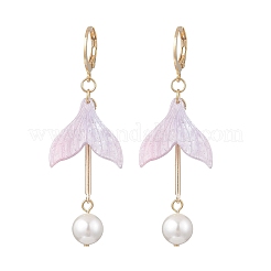 Комплекты серег-колец и подвесок в форме рыбьего хвоста из стеклянных бусин и ацетата целлюлозы (смолы)&nbsp;EJEW-TA00791