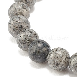 Круглый эластичный браслет из натуральной кунжутной яшмы / киви яшмы из бисера BJEW-JB07873-02