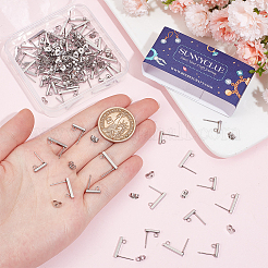 80 шт. 2 размера прямоугольные серьги-гвоздики из нержавеющей стали 304 STAS-SC0008-55