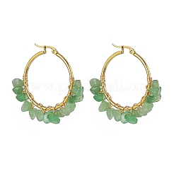 Серьги-кольца с бисером и кристаллами драгоценных камней EJEW-JE05177