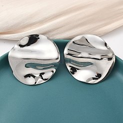 Плоские круглые серьги-гвоздики из нержавеющей стали 304 EJEW-K268-56P