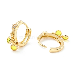 Серьги-кольца со звездами и кубическим цирконием с плоской круглой каплей EJEW-P196-19G-07