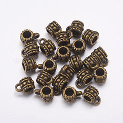 チベット風チャームベイル  保釈ビーズ  鉛フリーとニッケルフリー  コラム  アンティークブロンズ  7.2x6.5mm  穴：2.1mm  内径：4.3mm&nbsp;MAB644H-NF