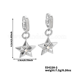 Минималистичные серьги-кольца из латуни с прозрачным кубическим цирконием в форме звезды GV3935-2