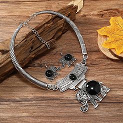 Elefanten-Anhänger aus Kunstharzlegierung und Ohrhänger-Sets&nbsp;FS-WG854C5-01