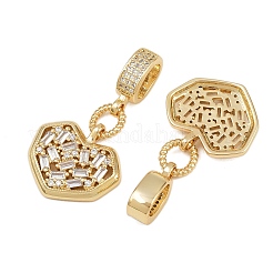 Подвески в форме сердца из латуни с прозрачными кубическими цирконами&nbsp;KK-C132-27G