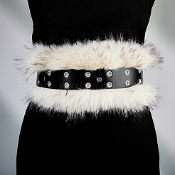 Пояс из искусственной кожи с кроличьей шерстью AJEW-WH20019-57B