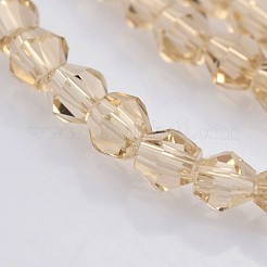 ダブルコーンガラスビーズ連売り  多面カット  桃パフ  3.5~3.8x3mm  穴：1mm  約107~110個/連  32.5~34cm&nbsp;LS-EGLA-P016-3mm-12