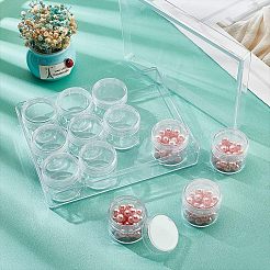 プラスチックビーズ収納ケース  ビーズ収納オーガナイザーボックス  カラムジャー12個付き。  クラフト用  アート  ビーズ  長方形  透明  3.8x3.4cm  内径：3.25のCM  12個/セット&nbsp;CON-WH0085-48B