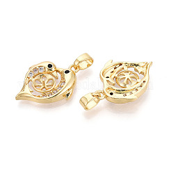 Латунные микро-паве прозрачные кубические цирконии европейские подвески-шармы&nbsp;KK-N276-13G