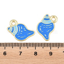 オーシャンアロイエナメルペンダント  ゴールドカラー  巻き貝の形をしたチャーム  16x19x1mm  穴：2mm&nbsp;LS-FIND-E057-02C