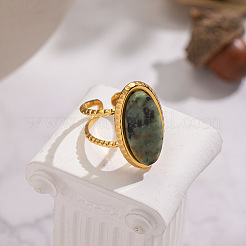 Bracciale aperto da donna in acciaio inossidabile 304 con pietre preziose naturali.&nbsp;FS3382