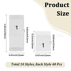 400 étiquette de taille en polyester de 10 styles pour vêtements&nbsp;DIY-CY0003-95