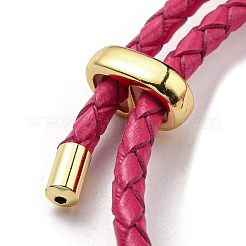 Bracciale a maglie con barra a colonna in ottone con cordini in cuoio&nbsp;BJEW-G675-05G-09