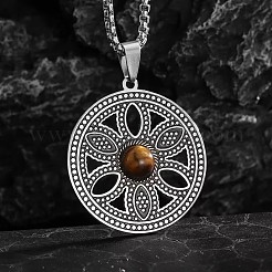 Colliers pendentifs fleur de vie en acier inoxydable 201&nbsp;WG7C937-01