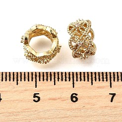 Cuentas espaciadoras europeas de circonita cúbica micropavé de latón en forma de columna&nbsp;KK-L230-03G