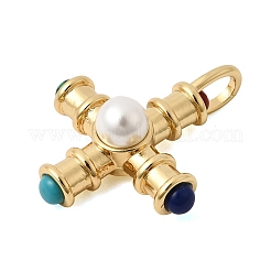 Подвески из латуни с синтетическим малахитом и бирюзой&nbsp;KK-L267-02G