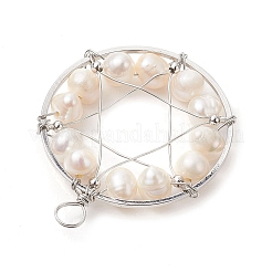 Подвески-кольца с круглыми бусинами из натурального культивированного пресноводного жемчуга PALLOY-JF02617-02