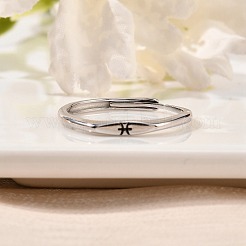 925 регулируемое кольцо из стерлингового серебра с родиевым покрытием&nbsp;RJEW-S397-01P-08